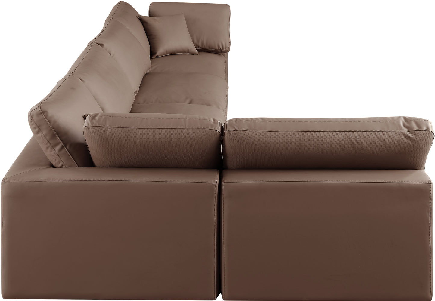 dolce brown faux leather modular sectional sec5d