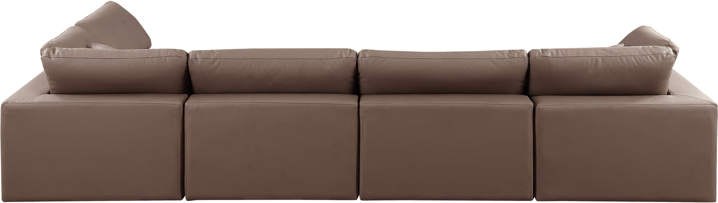 dolce brown faux leather modular sectional sec5d