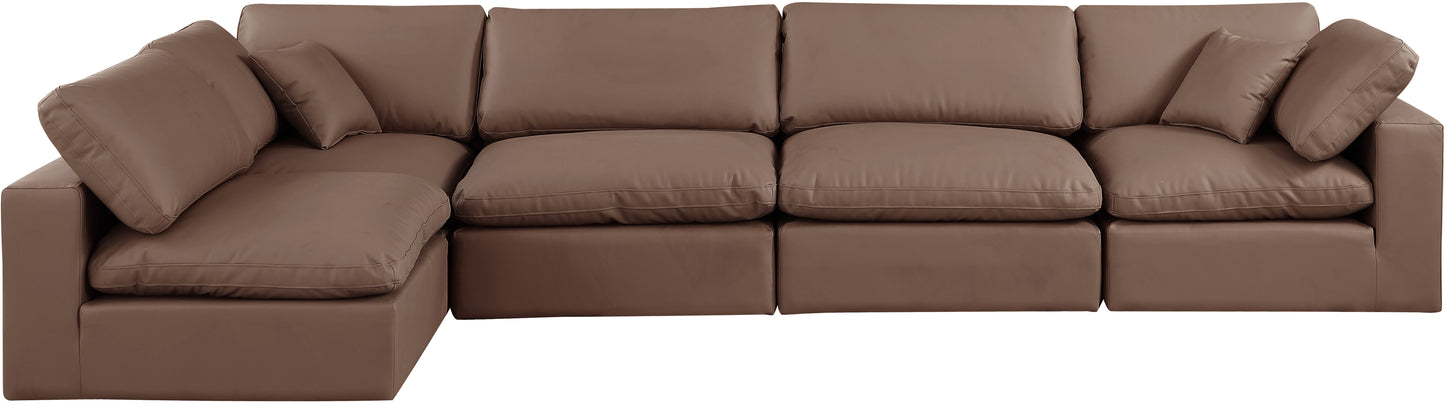 dolce brown faux leather modular sectional sec5d