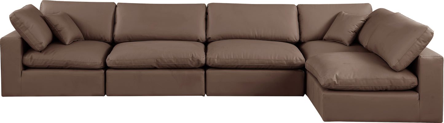 dolce brown faux leather modular sectional sec5d