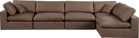Dolce Brown Faux Leather Modular Sectional Sec5D