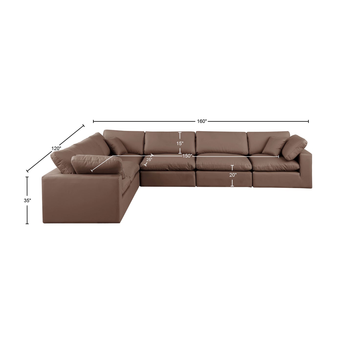 dolce brown faux leather modular sectional sec6a