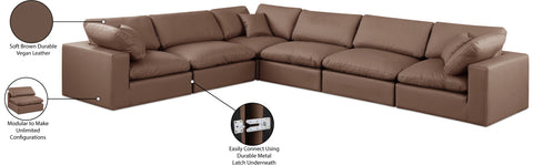 Farrah 158" Brown Vegan Leather Upholstered Sectional, 6-Piece