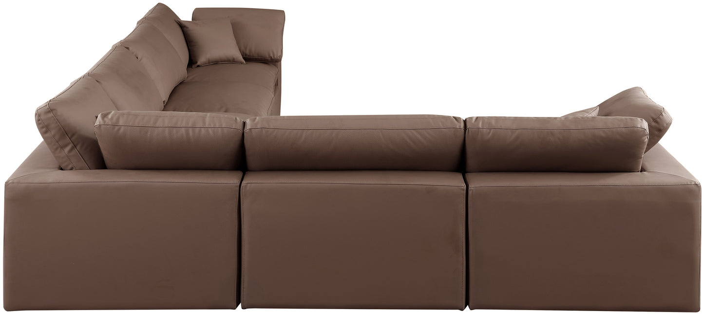 dolce brown faux leather modular sectional sec6a