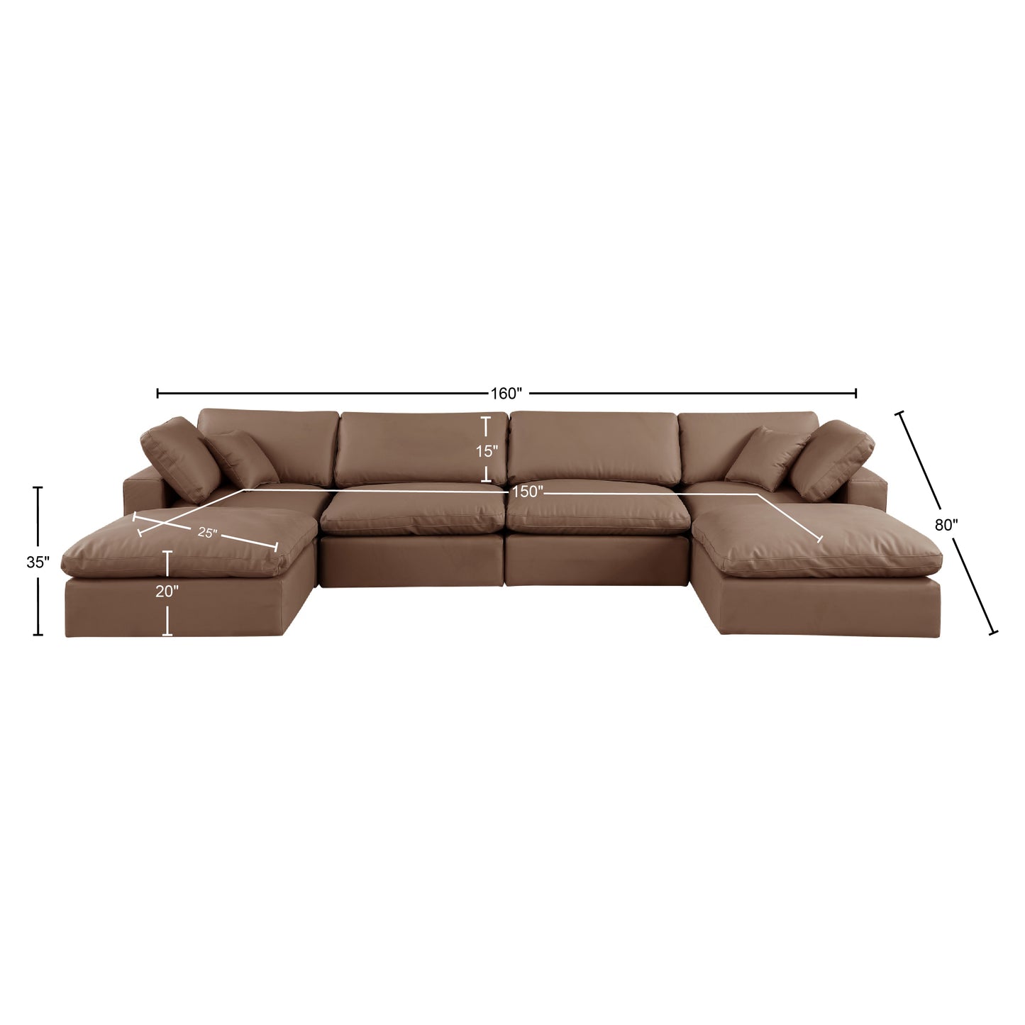 dolce brown faux leather modular sectional sec6b