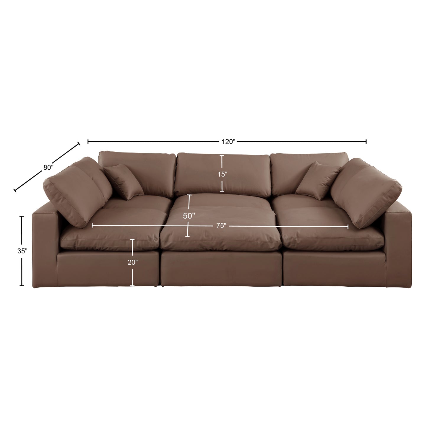 dolce brown faux leather modular sectional sec6c