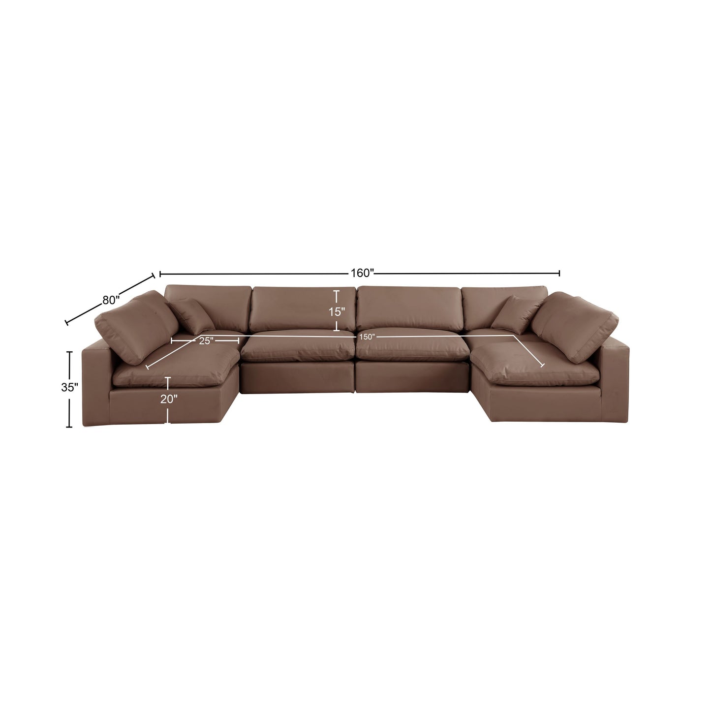 dolce brown faux leather modular sectional sec6d