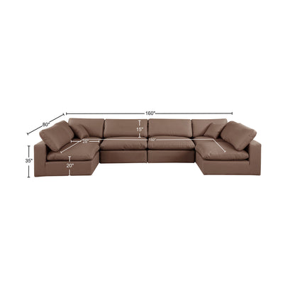 Dolce Brown Faux Leather Modular Sectional Sec6D