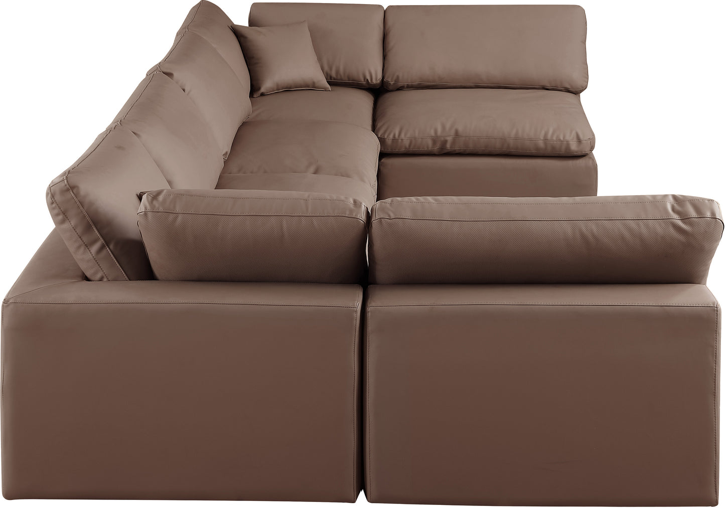 dolce brown faux leather modular sectional sec6d