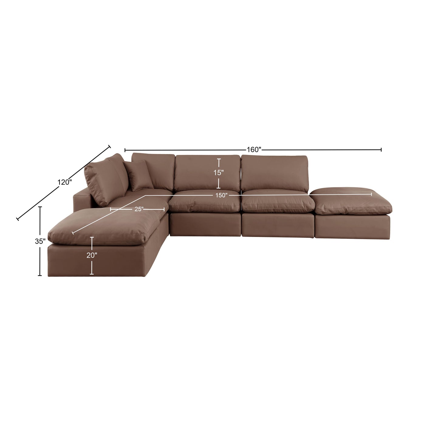 dolce brown faux leather modular sectional sec6e