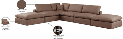 Farrah 157" Brown Vegan Leather Upholstered Sectional, 6-Piece