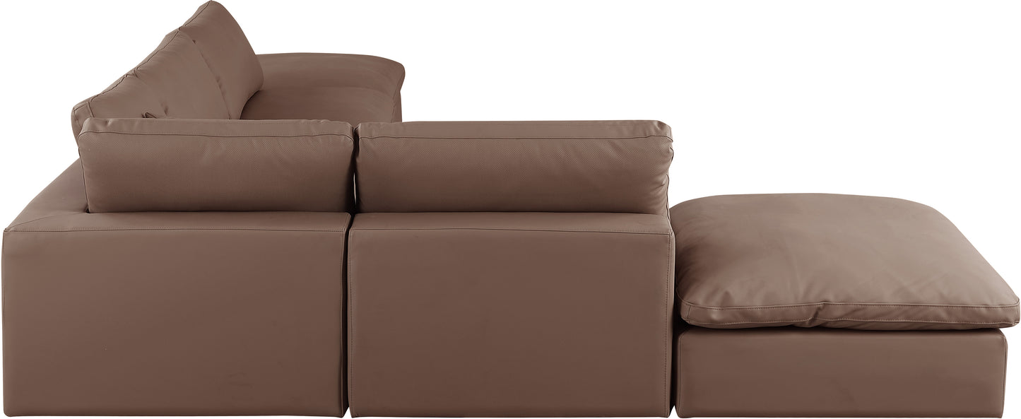 dolce brown faux leather modular sectional sec6e