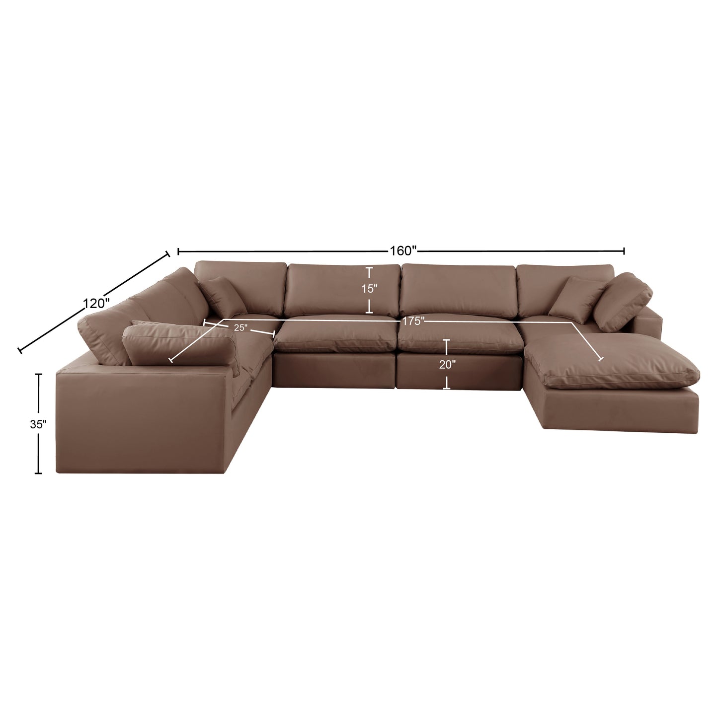 dolce brown faux leather modular sectional sec7a