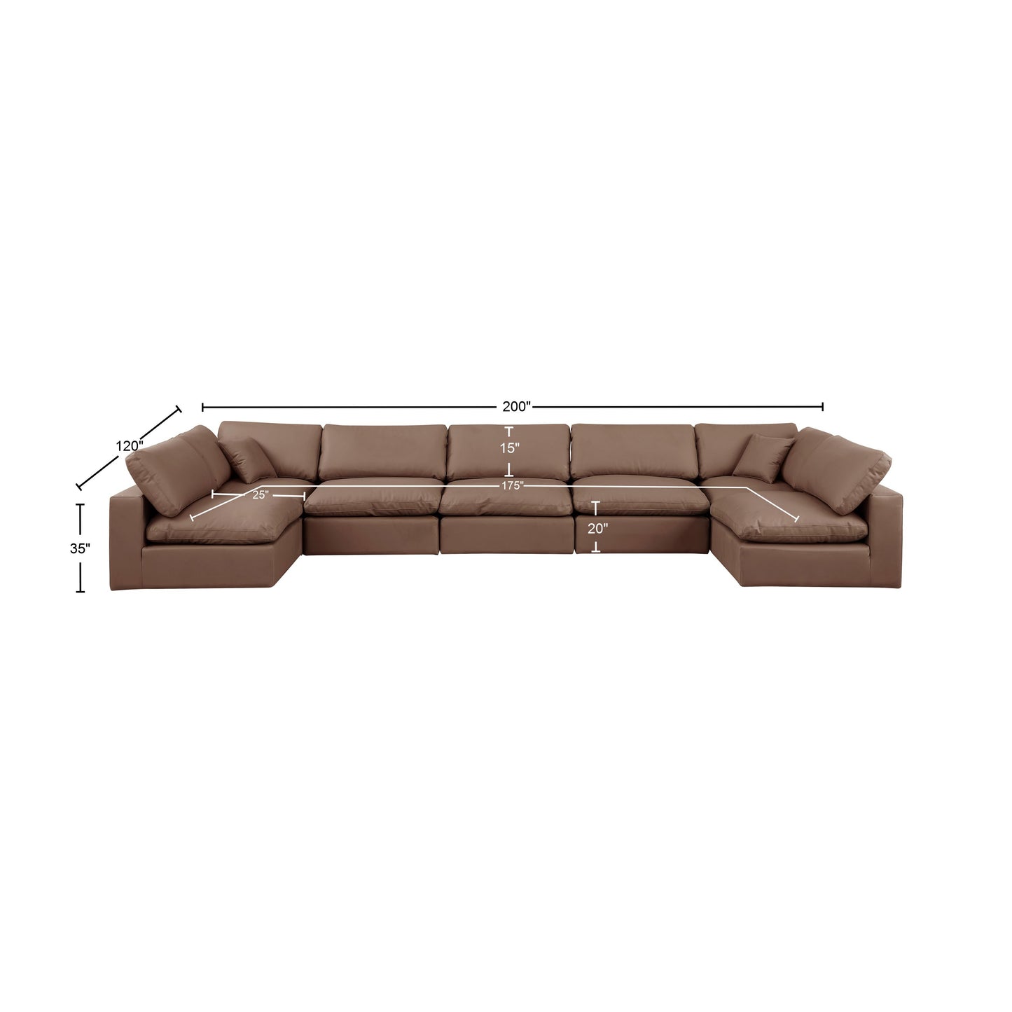 dolce brown faux leather modular sectional sec7b