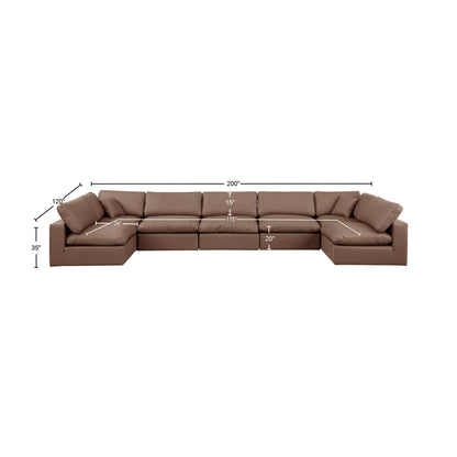 Dolce Brown Faux Leather Modular Sectional Sec7B