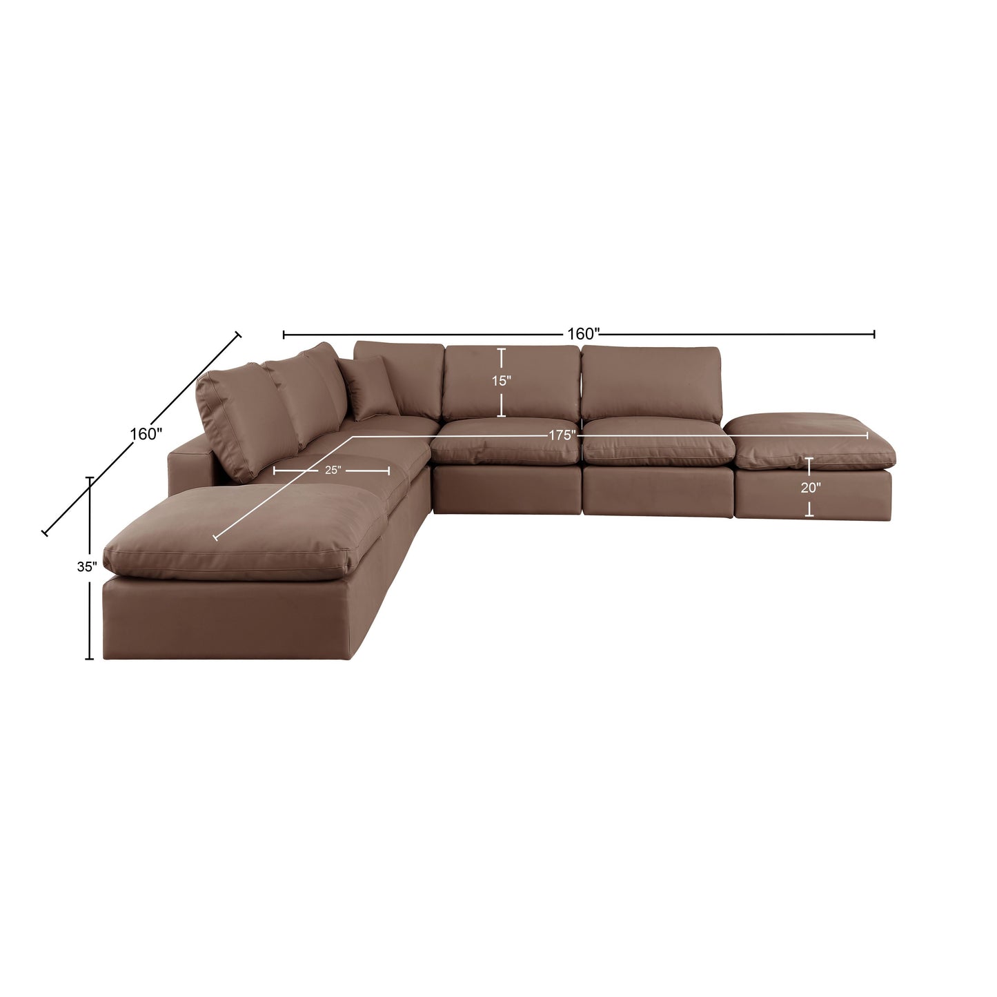 dolce brown faux leather modular sectional sec7c