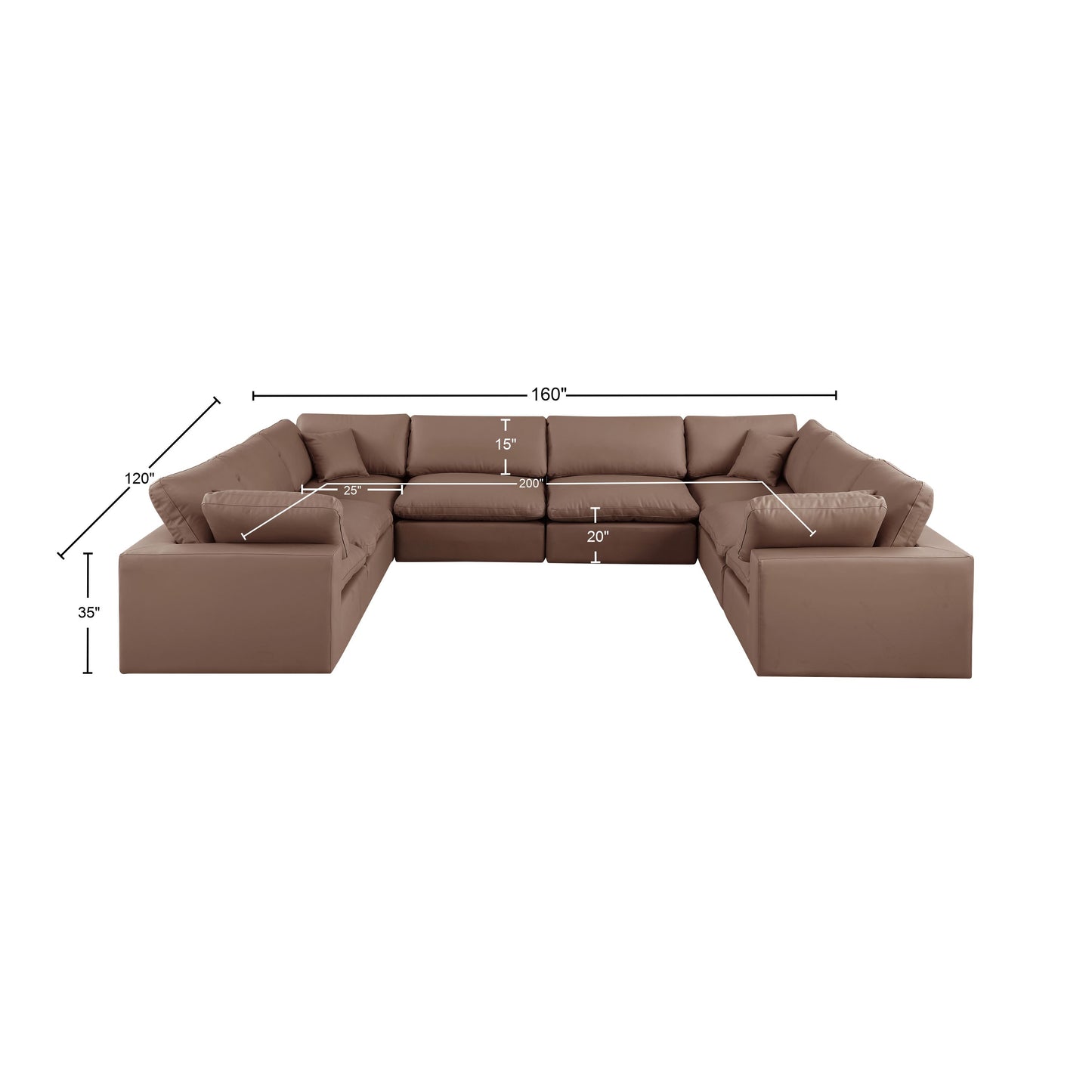 dolce brown faux leather modular sectional sec8a