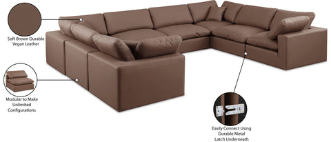 Farrah 158" Brown Vegan Leather Upholstered Sectional, 8-Piece