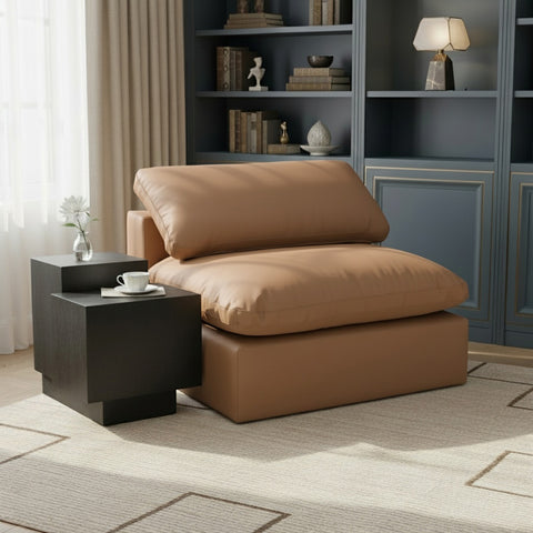 Farrah Cognac Vegan Leather Upholstered Armless Chair, 1 Piece