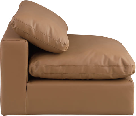 Dolce Cognac Faux Leather Modular Armless Chair Armless