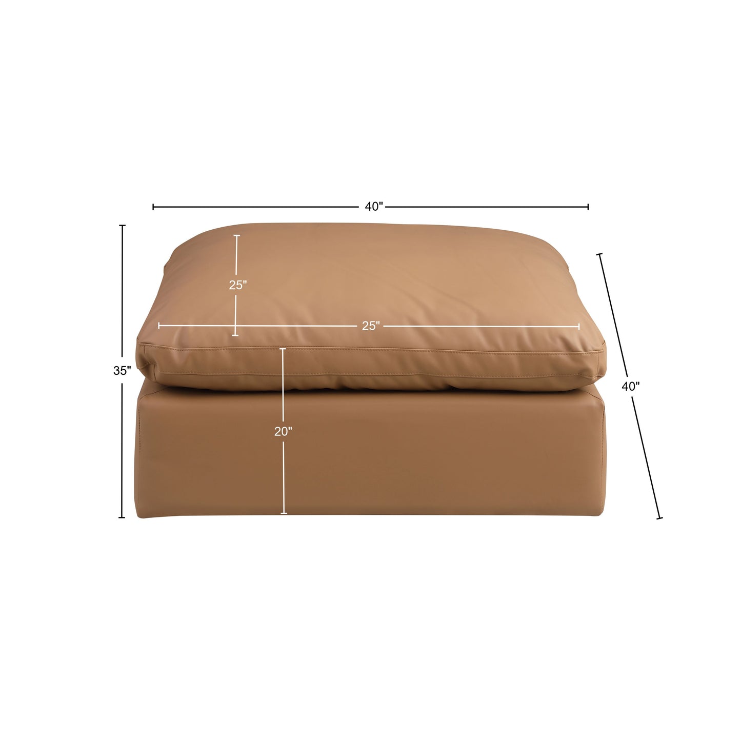 dolce cognac faux leather modular ottoman ott