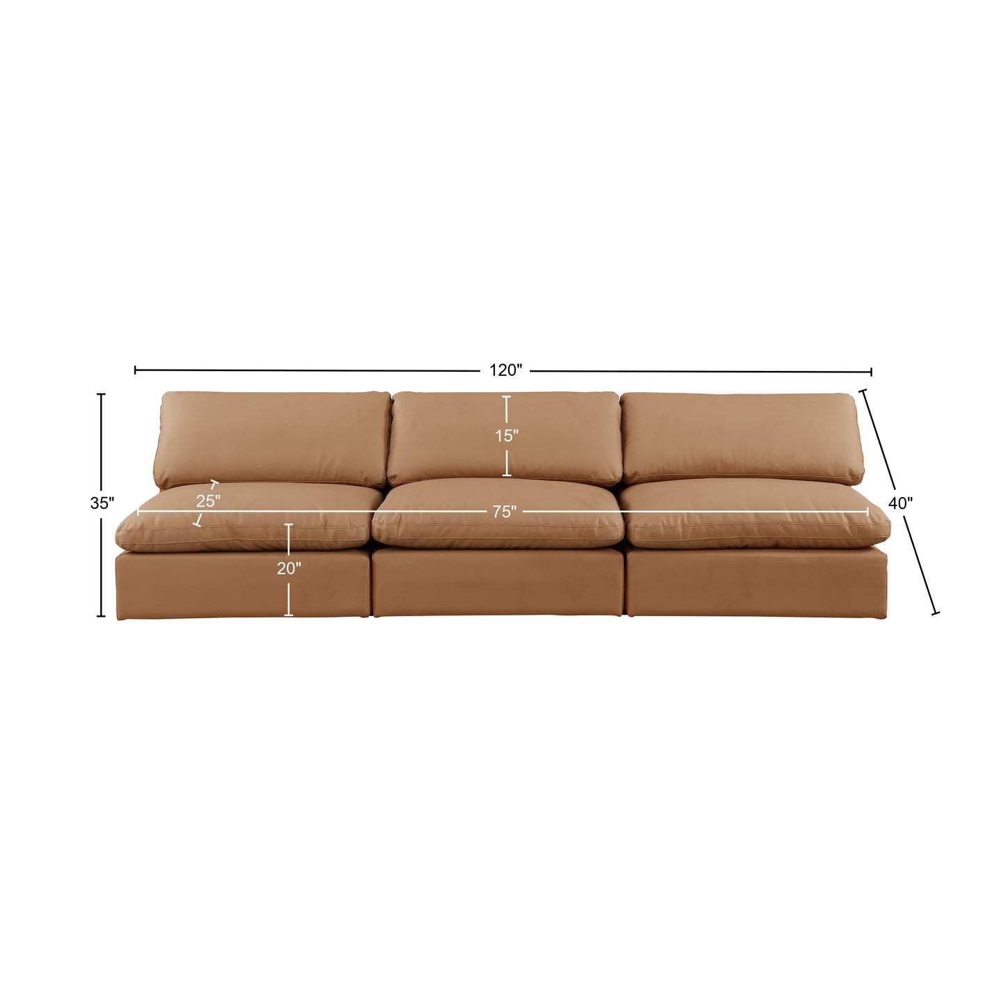 dolce cognac faux leather modular sofa s117