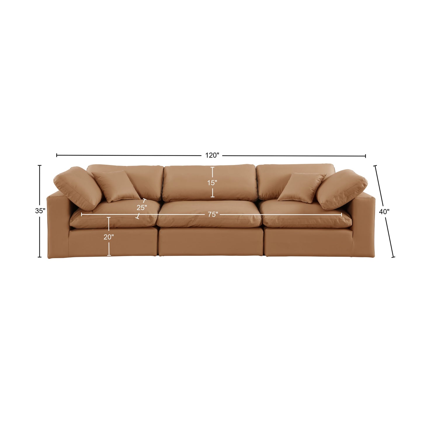 dolce cognac faux leather modular sofa s119