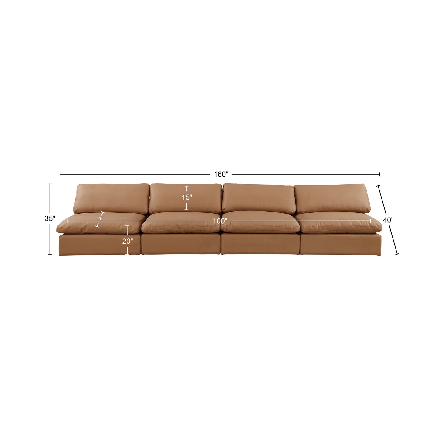 dolce cognac faux leather modular sofa s156