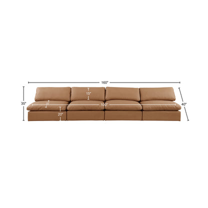 Dolce Cognac Faux Leather Modular Sofa S156