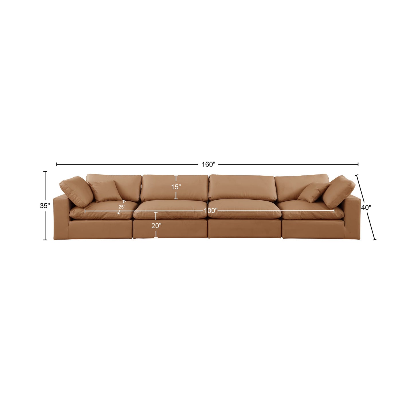 dolce cognac faux leather modular sofa s158