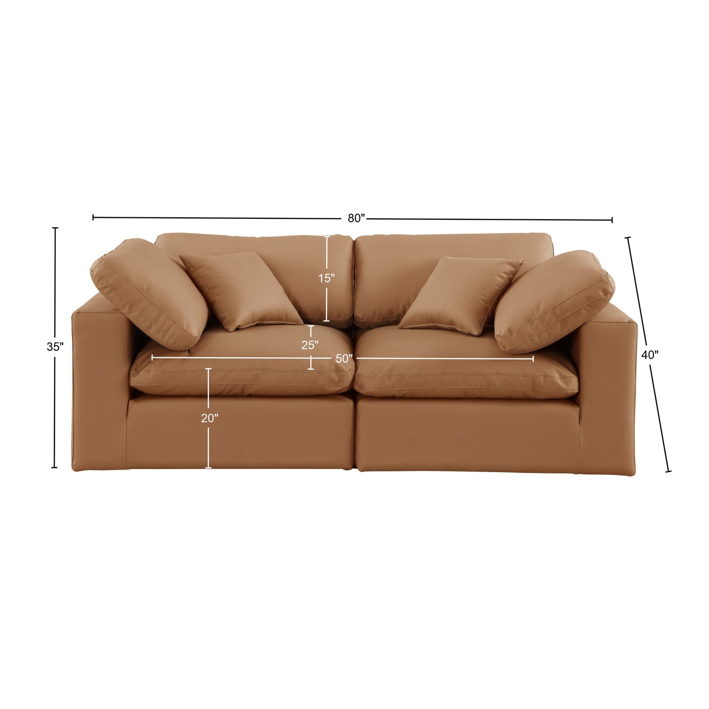 dolce cognac faux leather modular sofa s80