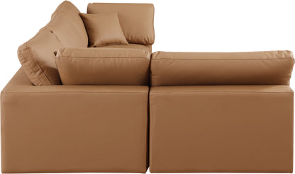 Dolce Cognac Faux Leather Modular Sectional Sec4B