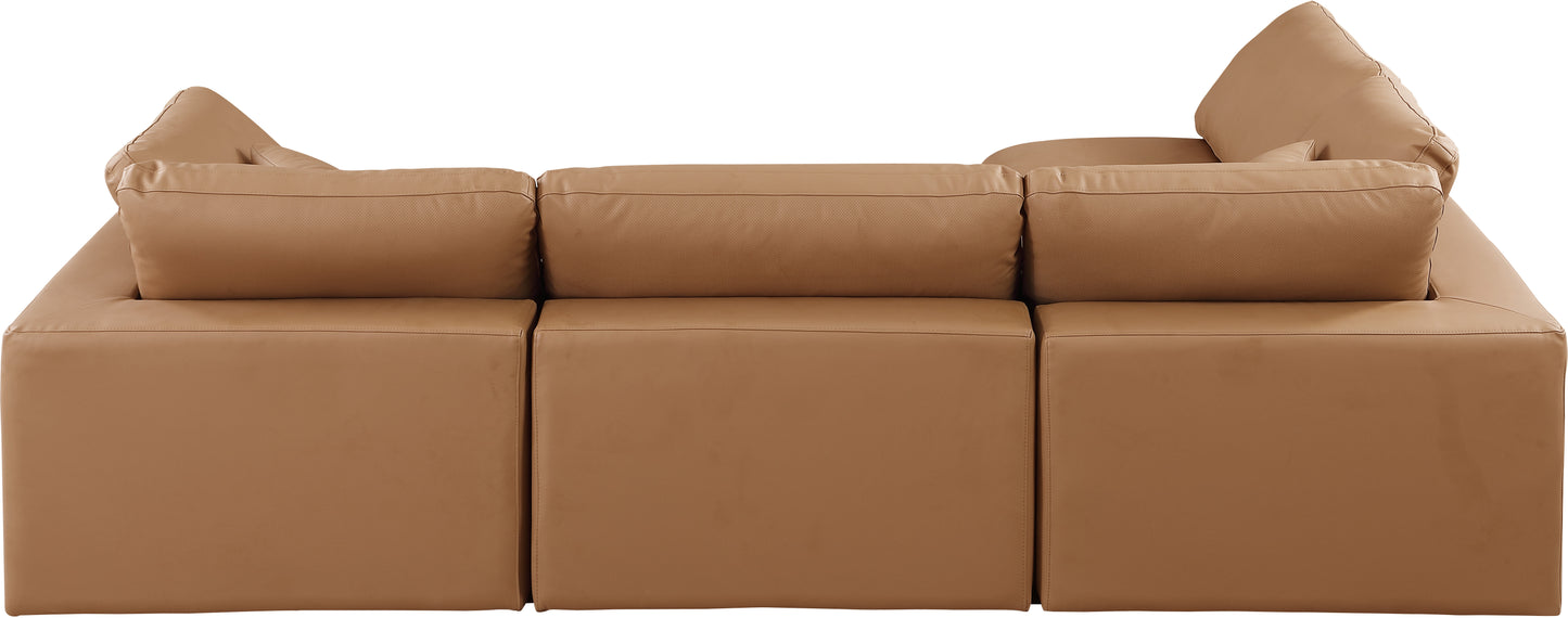 dolce cognac faux leather modular sectional sec4b