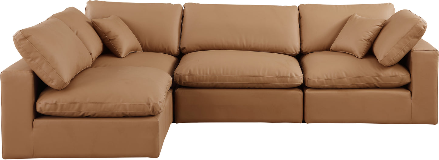 dolce cognac faux leather modular sectional sec4b