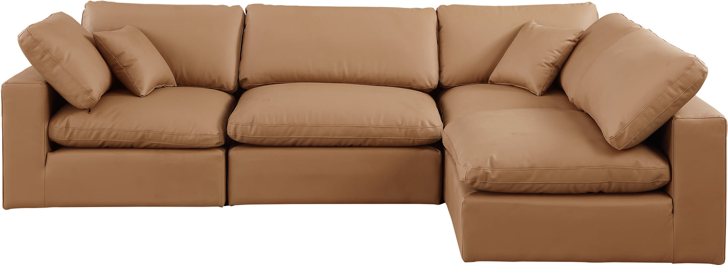 dolce cognac faux leather modular sectional sec4b