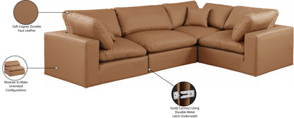 Asher Cognac Vegan Leather Modular Sectional
