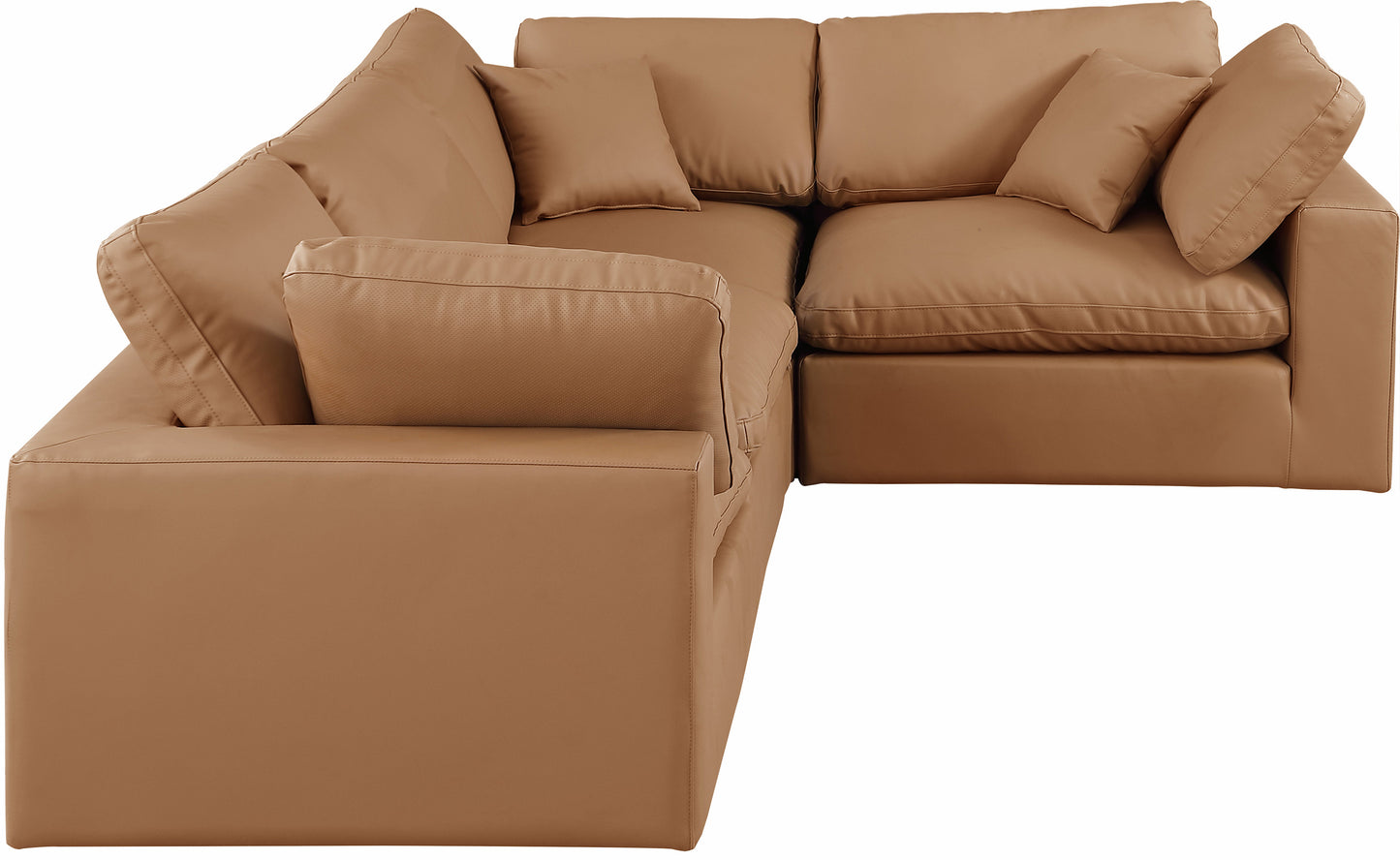 asher cognac vegan leather modular sectional