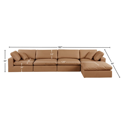 Dolce Cognac Faux Leather Modular Sectional Sec5A