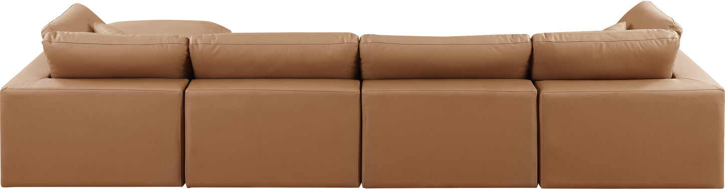 dolce cognac faux leather modular sectional sec5a