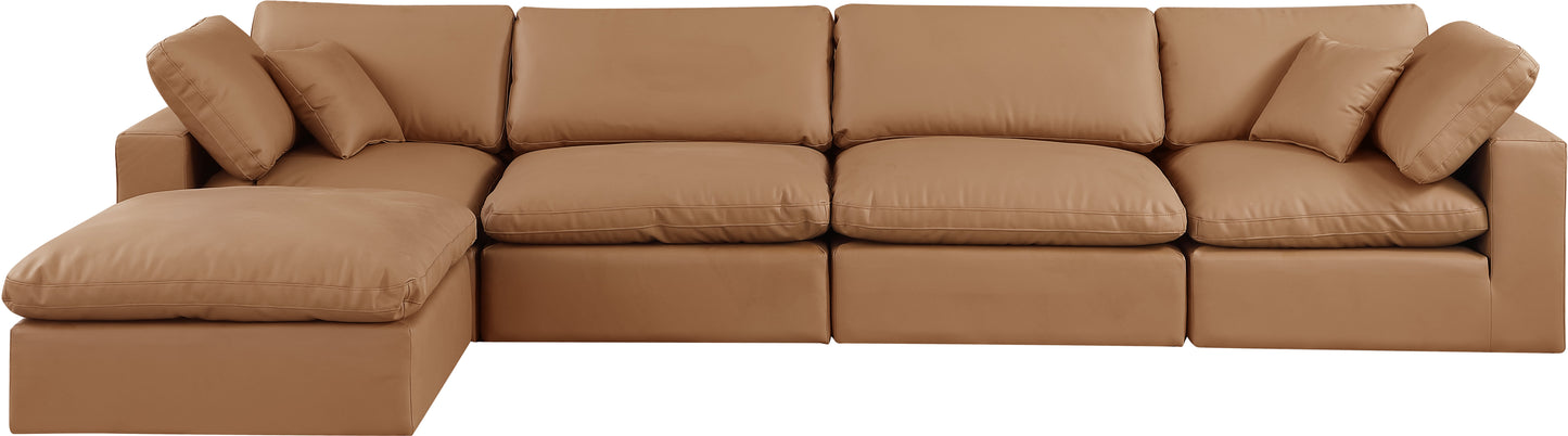 dolce cognac faux leather modular sectional sec5a