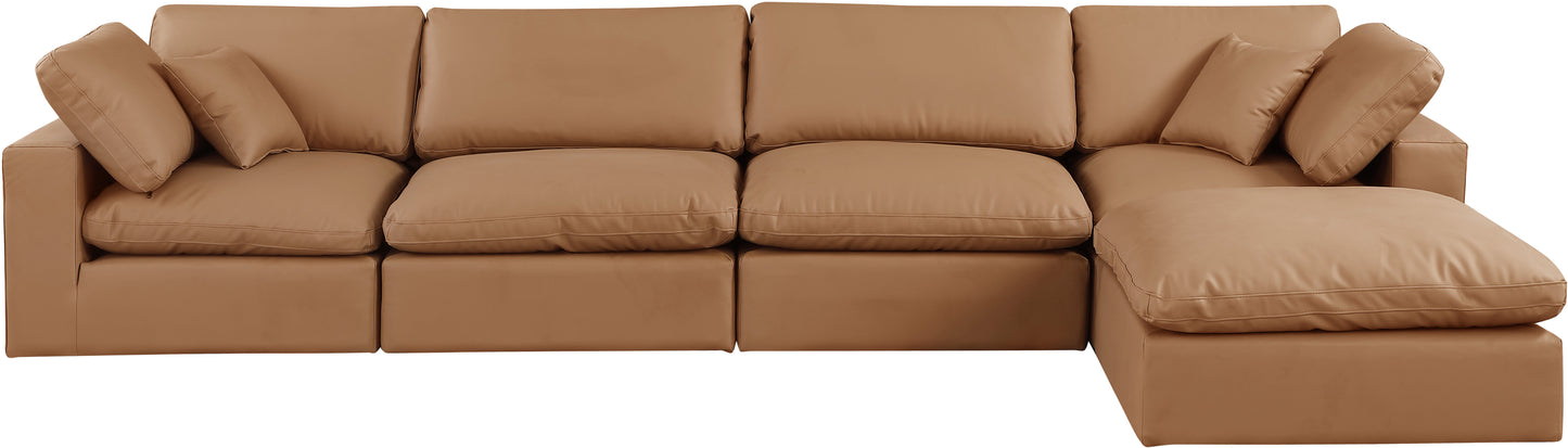 dolce cognac faux leather modular sectional sec5a