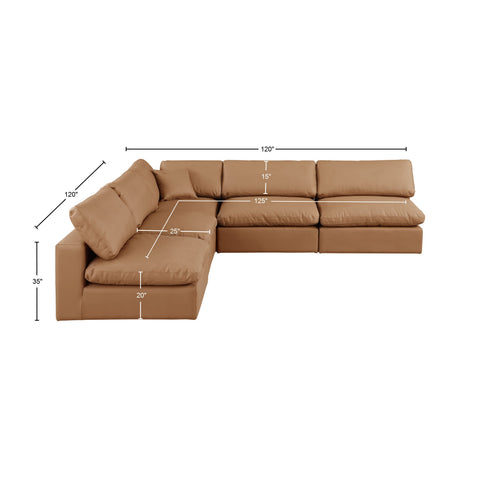 Dolce Cognac Faux Leather Modular Sectional Sec5B