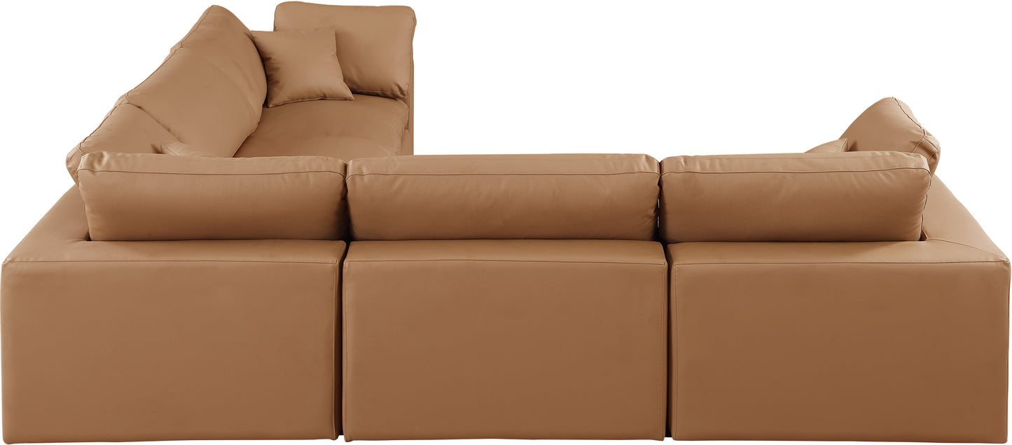 dolce cognac faux leather modular sectional sec5c