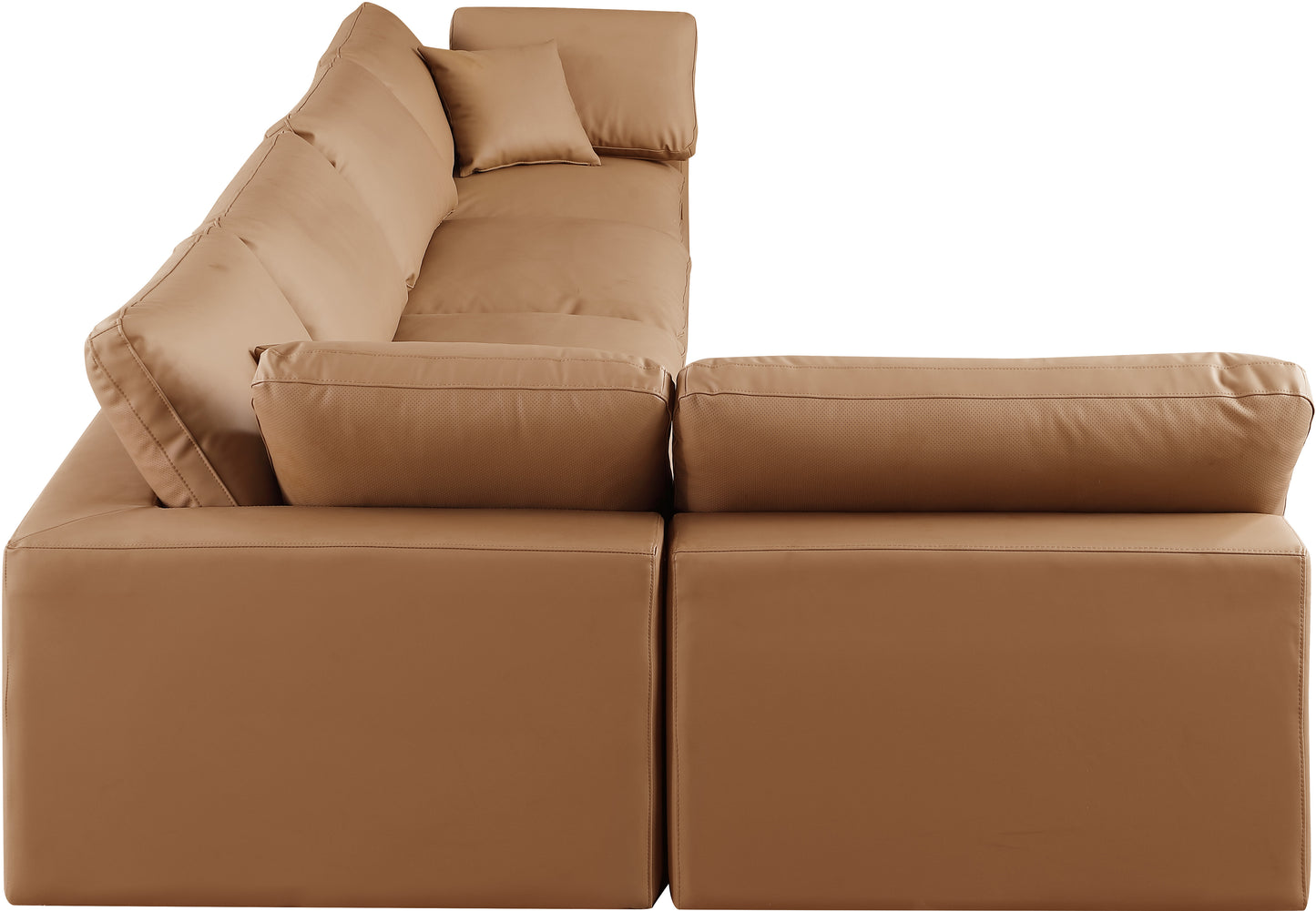 dolce cognac faux leather modular sectional sec5d