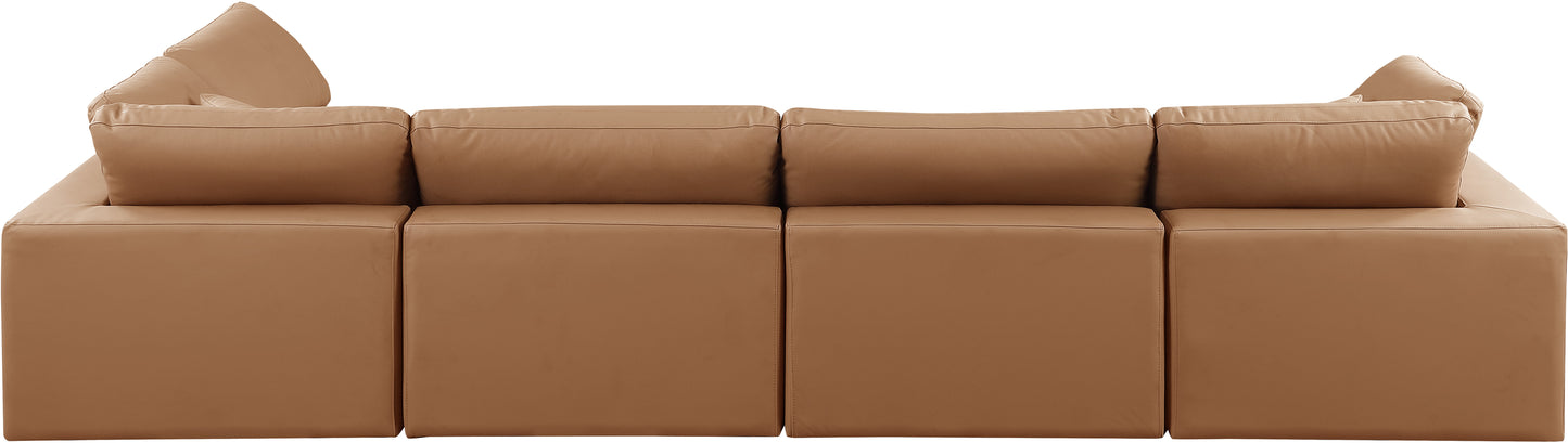 dolce cognac faux leather modular sectional sec5d