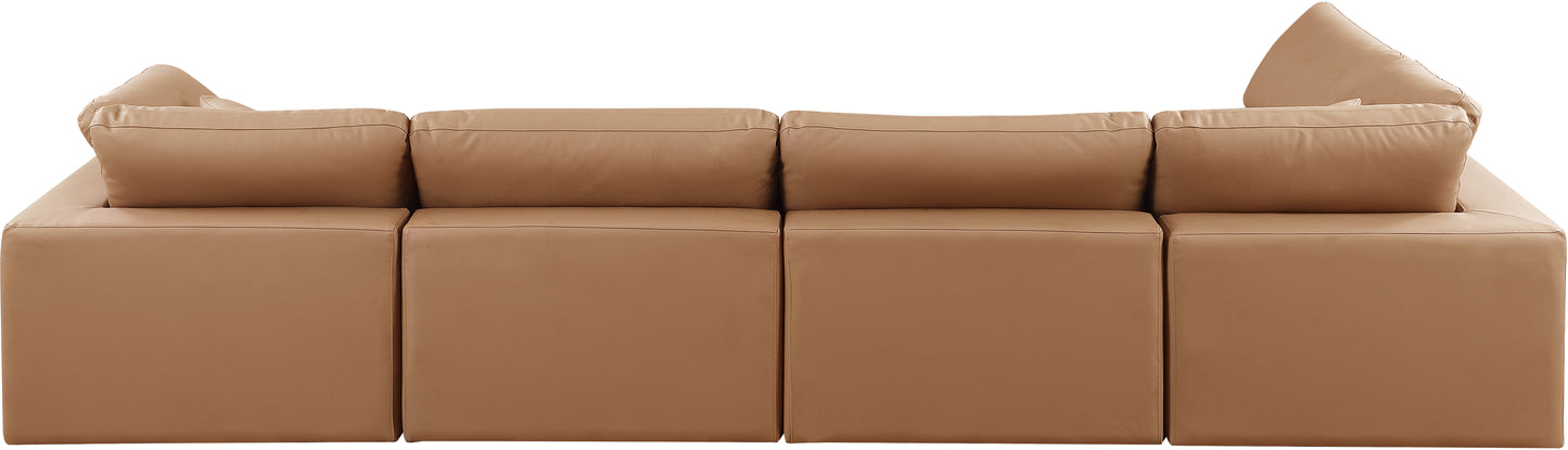 dolce cognac faux leather modular sectional sec5d