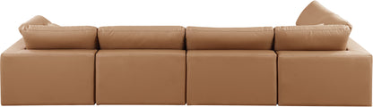 Dolce Cognac Faux Leather Modular Sectional Sec5D