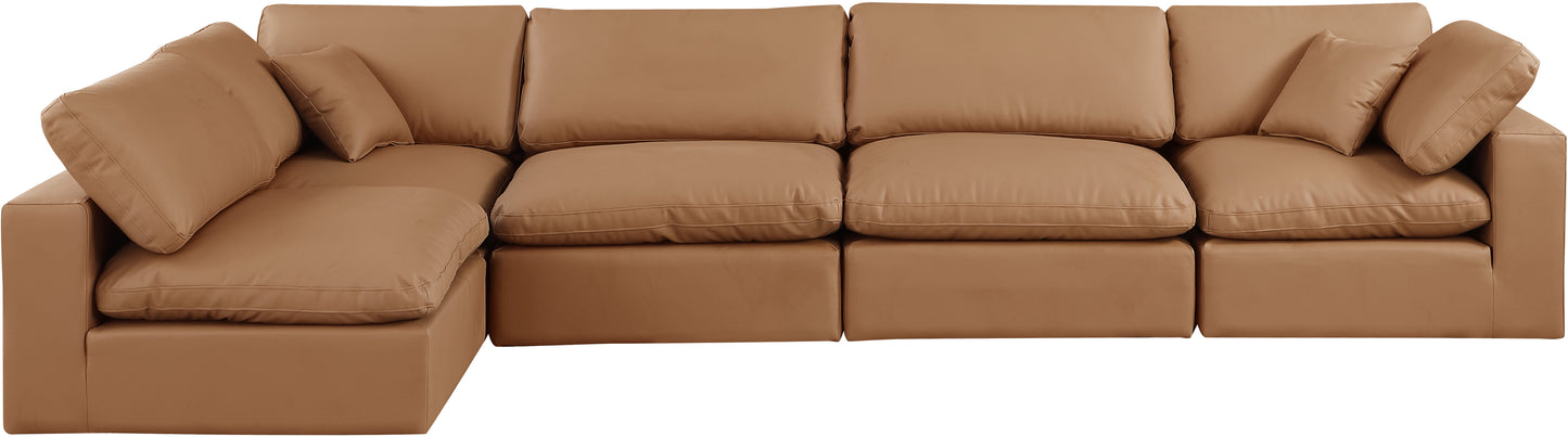 dolce cognac faux leather modular sectional sec5d