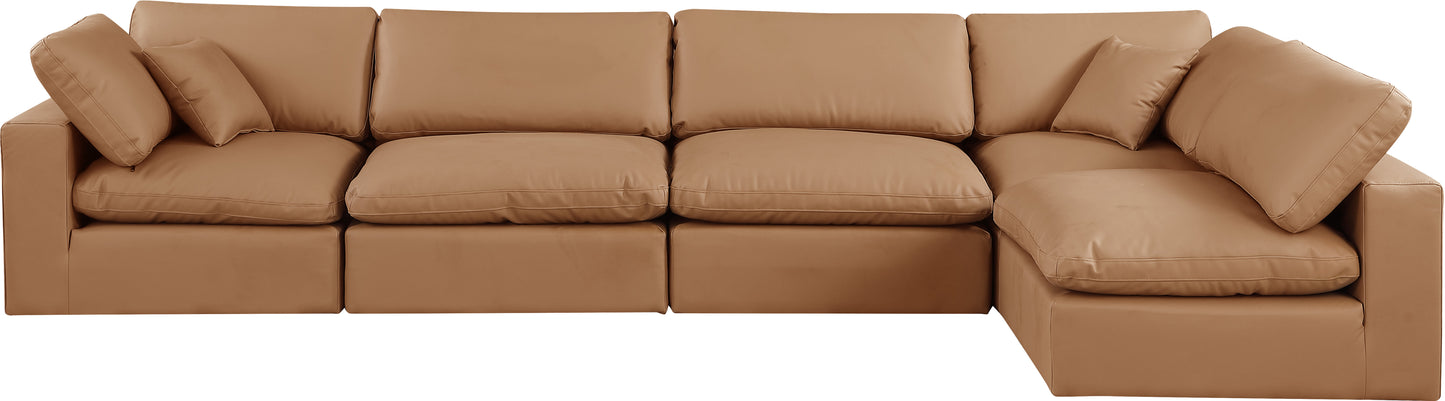 dolce cognac faux leather modular sectional sec5d