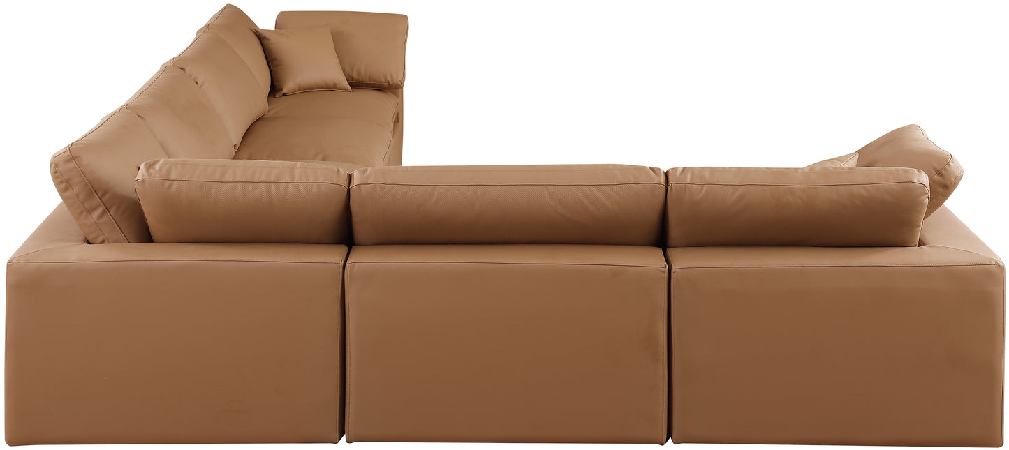 dolce cognac faux leather modular sectional sec6a